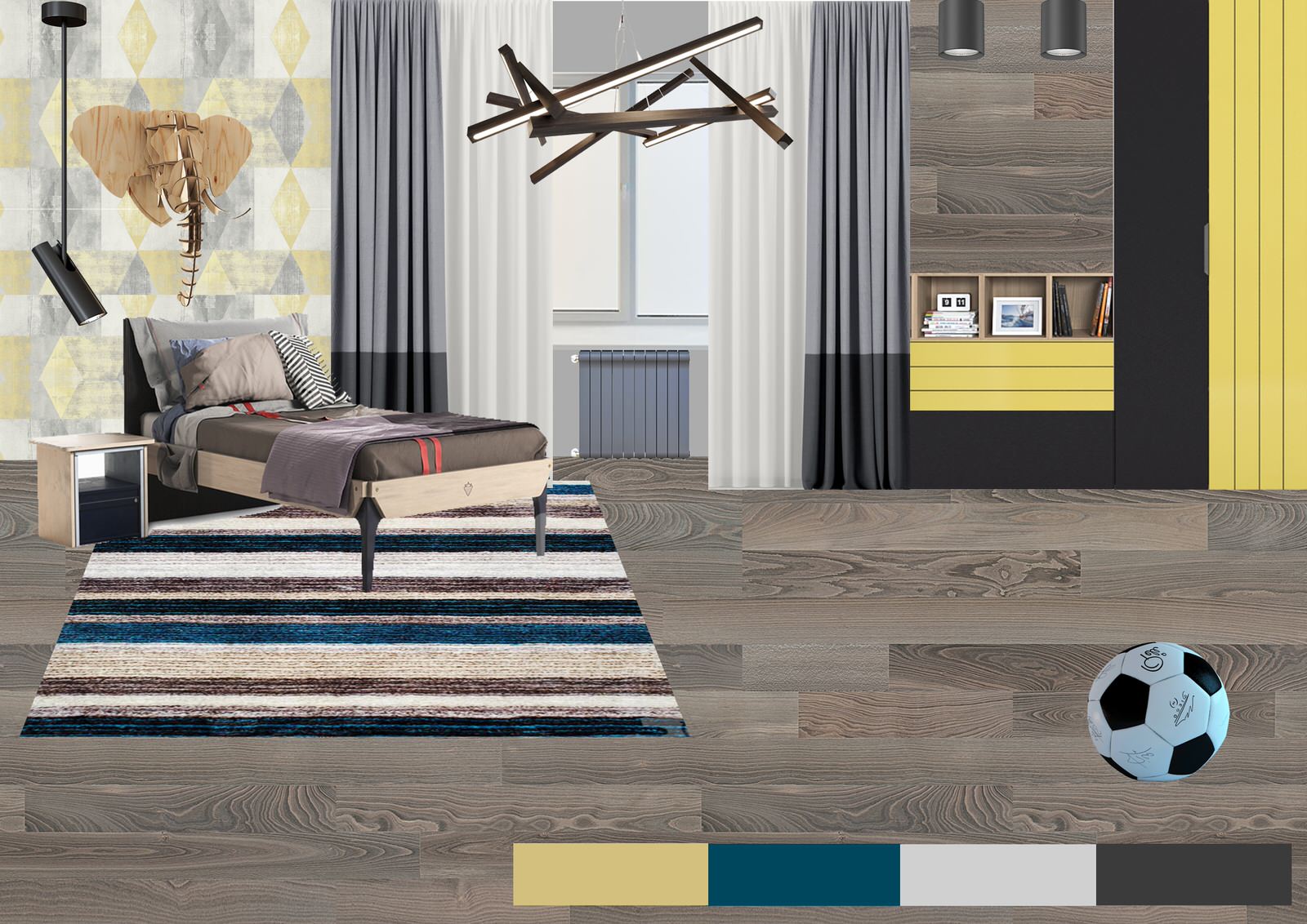 Обложка проекта: Спальня 2 для мальчика-подростка в проекте "Таунхаус для большой семьи"