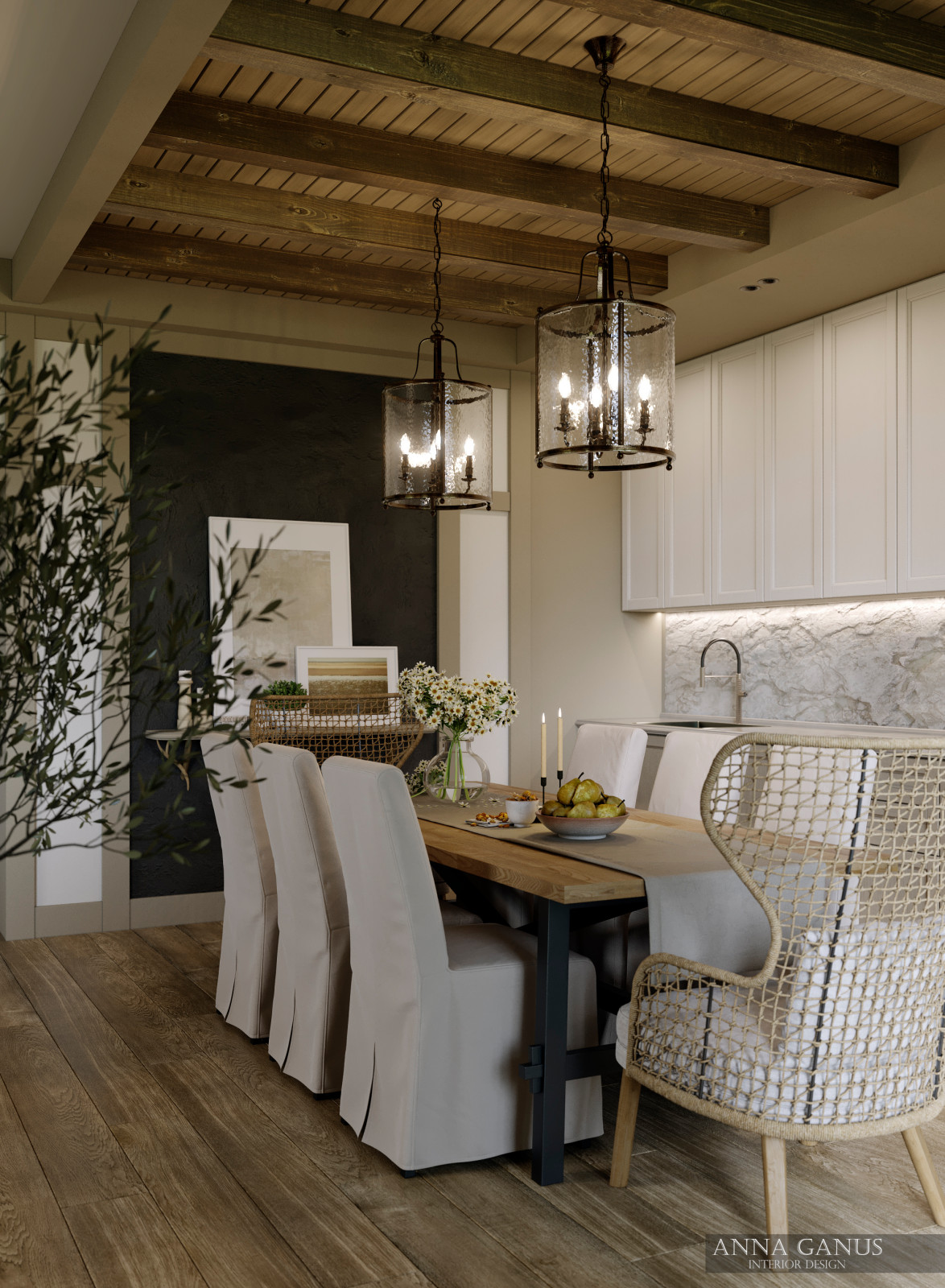 Домик в деревне в природных оттенках.