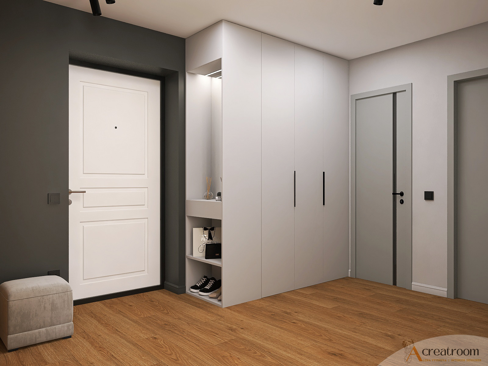 Проект прихожей и кухни-гостиной в ЖК Березовая Роща, г. Вологда