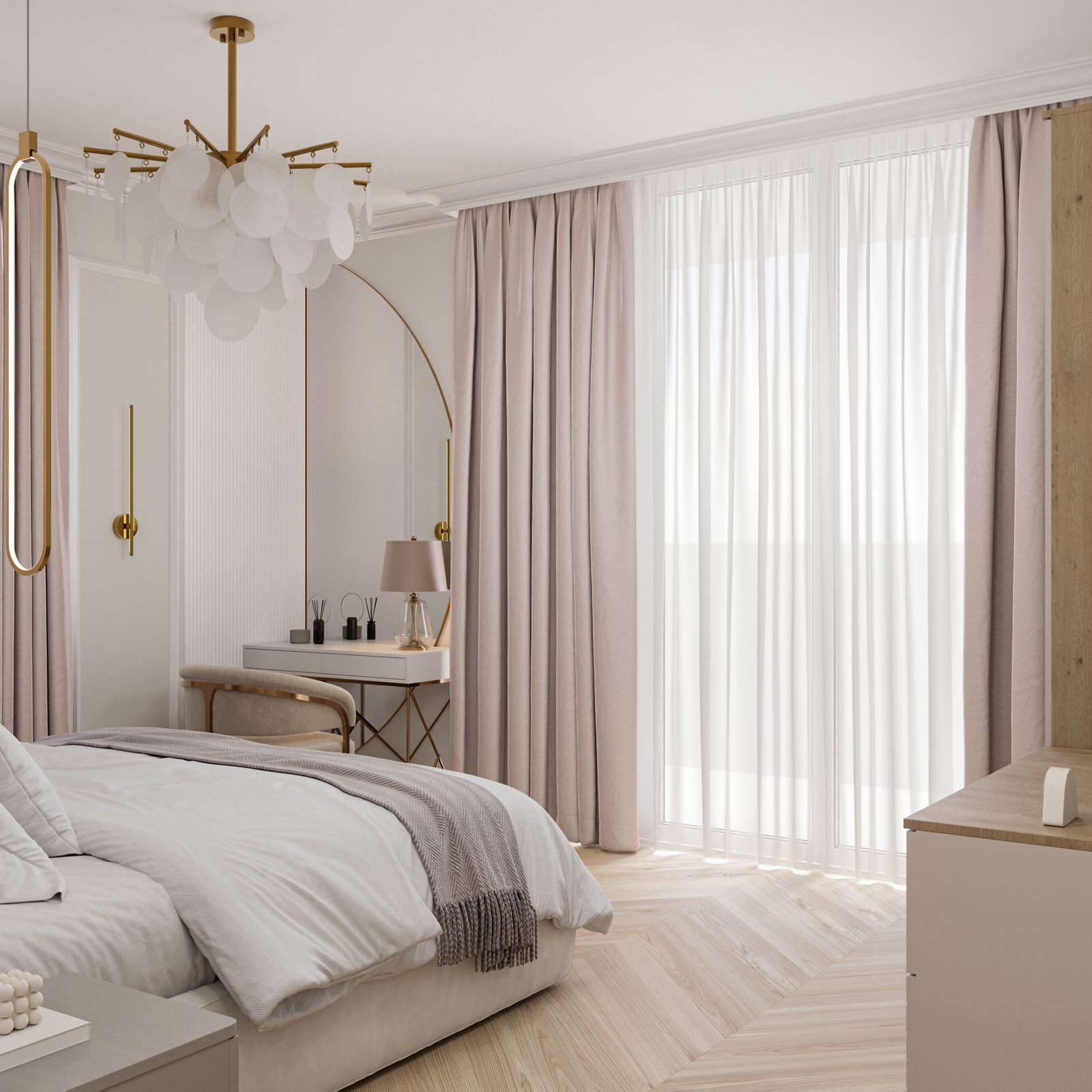 Проект квартиры в 99,2 м2 в неоклассике для молодой пары