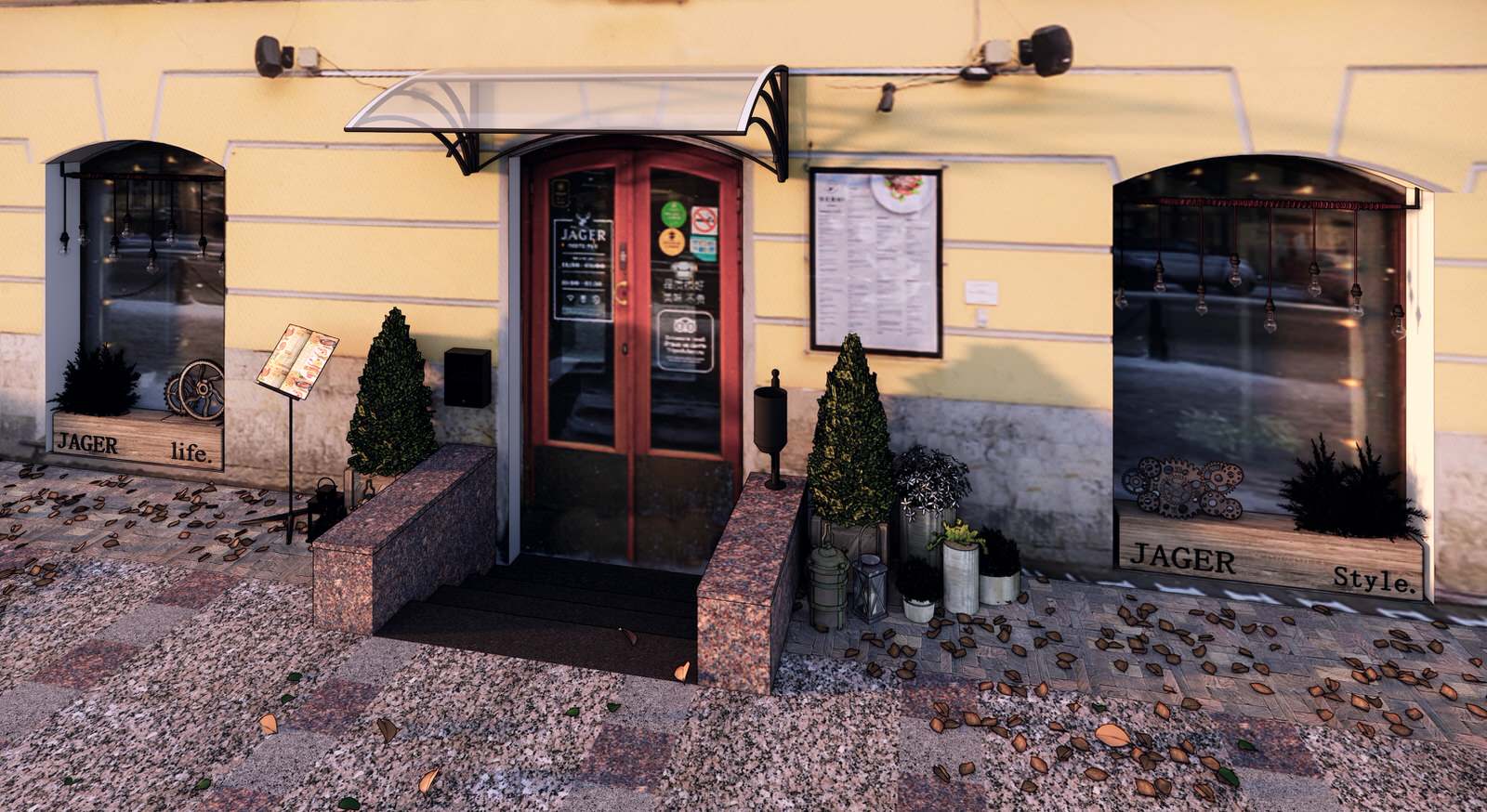 Оформление входной группы для ресторанов Chato Vintage/Jager