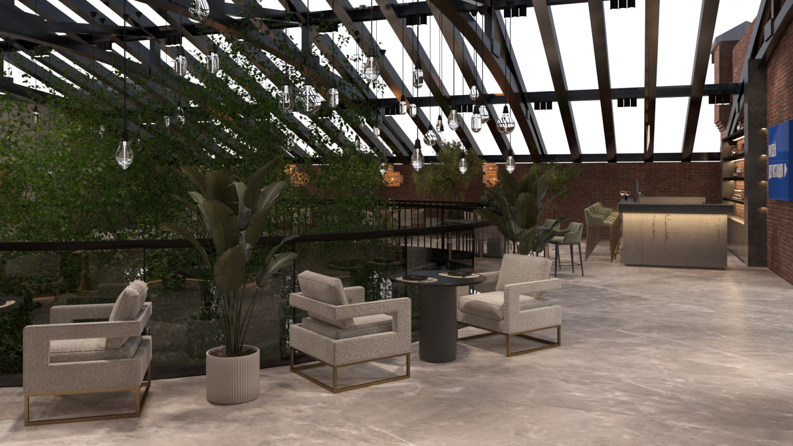 Реконструкция бывшего завода в Калуге. Проект ресторана на крыше завода