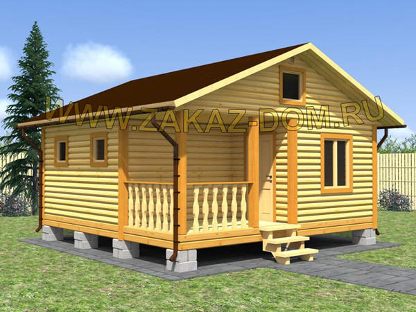 Обложка проекта: Баня из профилированного бруса (6х6 м) - Проект № Б-21