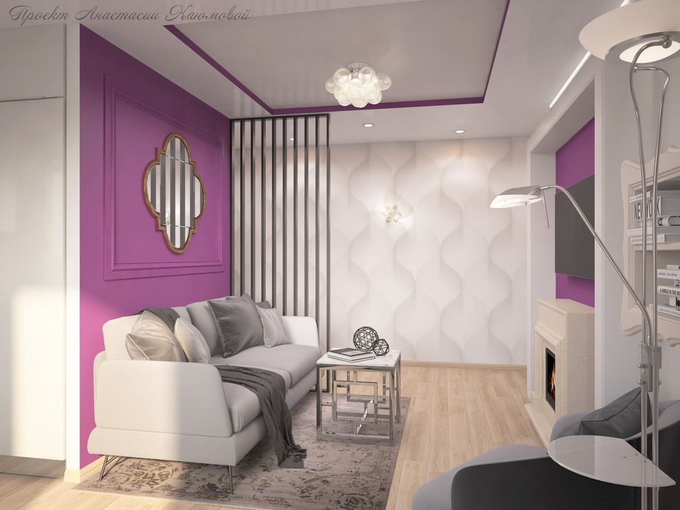 На стене по коридору обои с 3Д эффектом