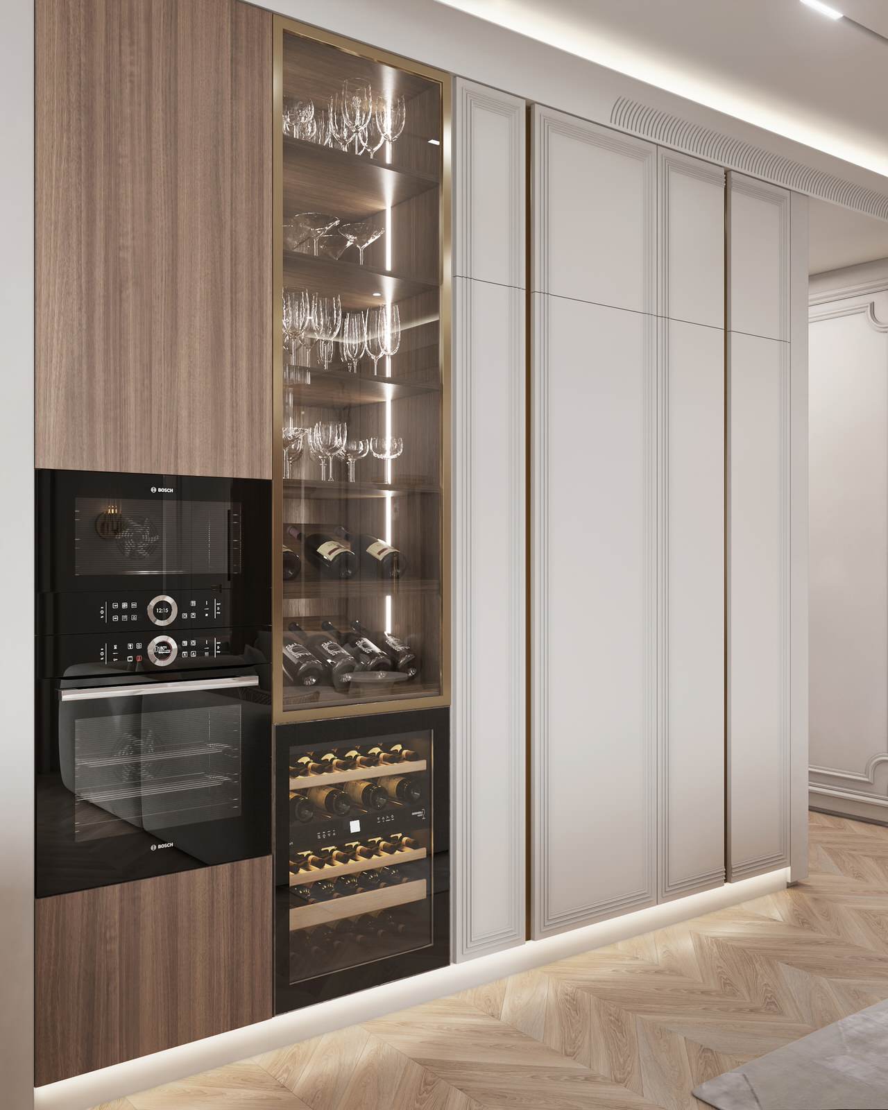 Интерьер в бежевых оттенках в ЖК Eniteo