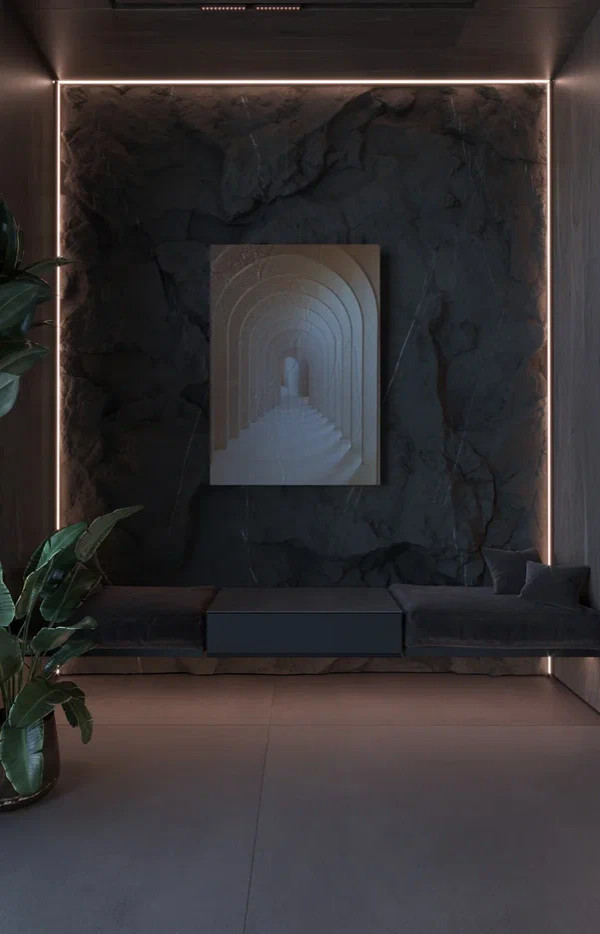 Главная зона в интерьере дома в КП Променад