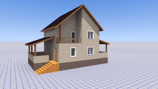 Каркасный индивидуальный дом на бетонном ленточном фундаменте [016.14]