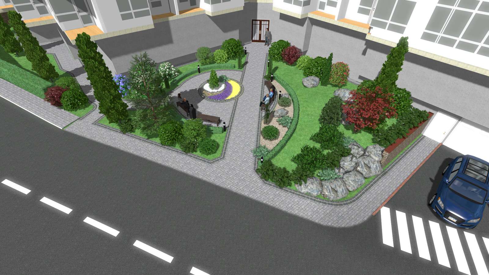 Обложка проекта: Входная группа многоквартирного дома с детской площадкой