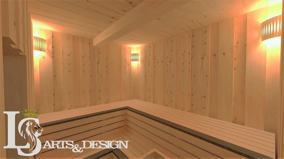 Баня из кедра с имитацией норвежской рубки