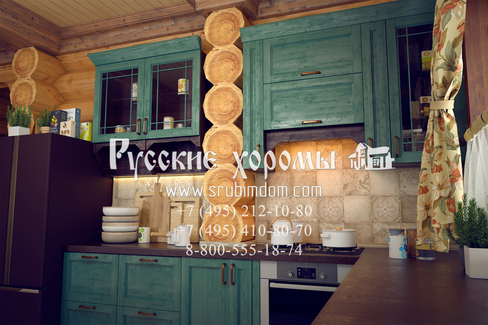 Интерьер кухни в рубленном доме
