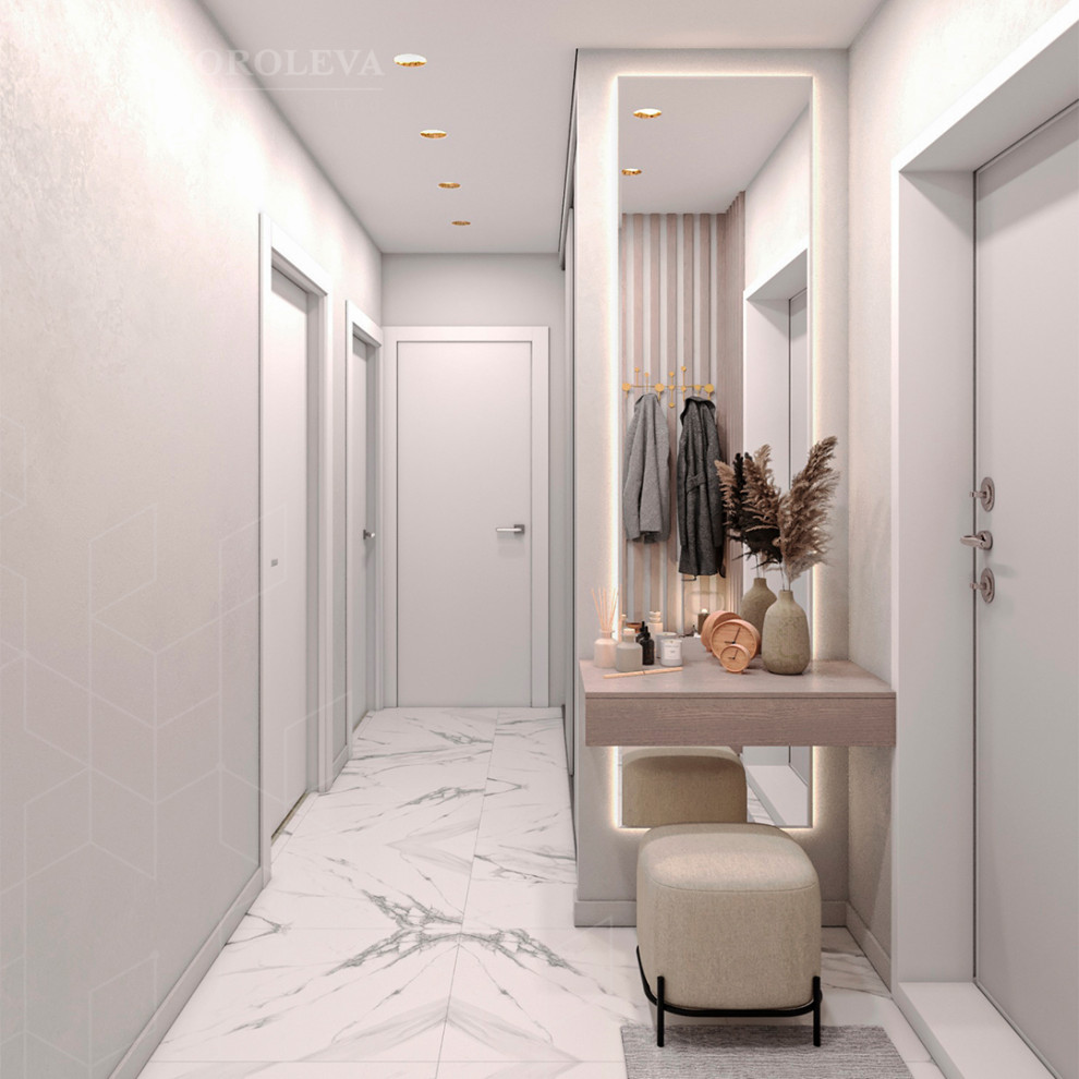 Дизайн-проект двухкомнатной квартиры с золотыми акцентами в ЖК "Q-Мир"