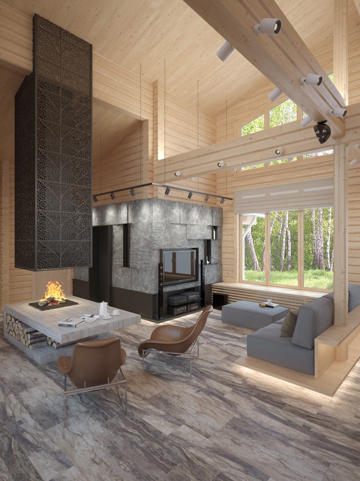 проект интерьеров коттеджа из бруса