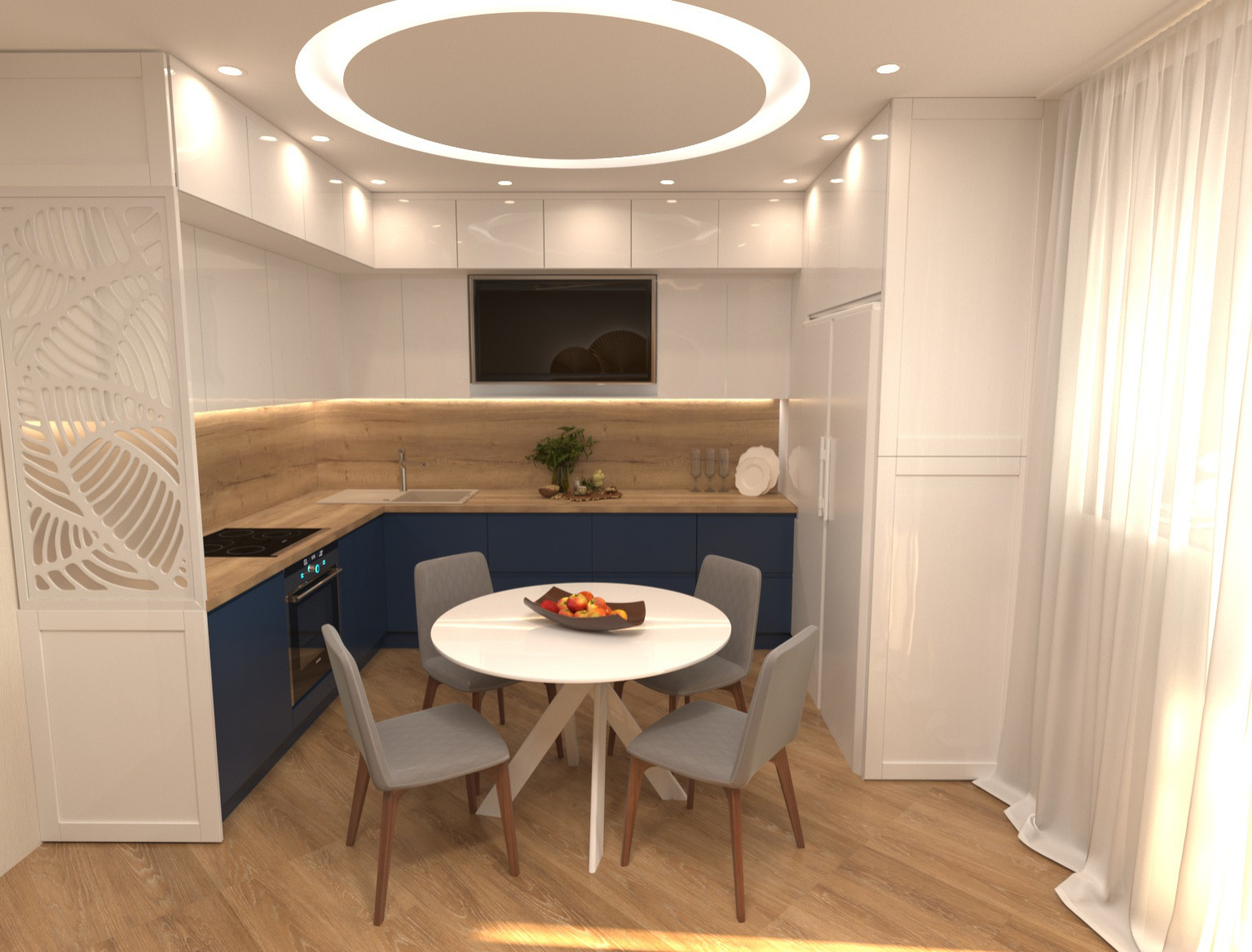 Дизайн Гостиной- кухни, совмещенный с лоджией