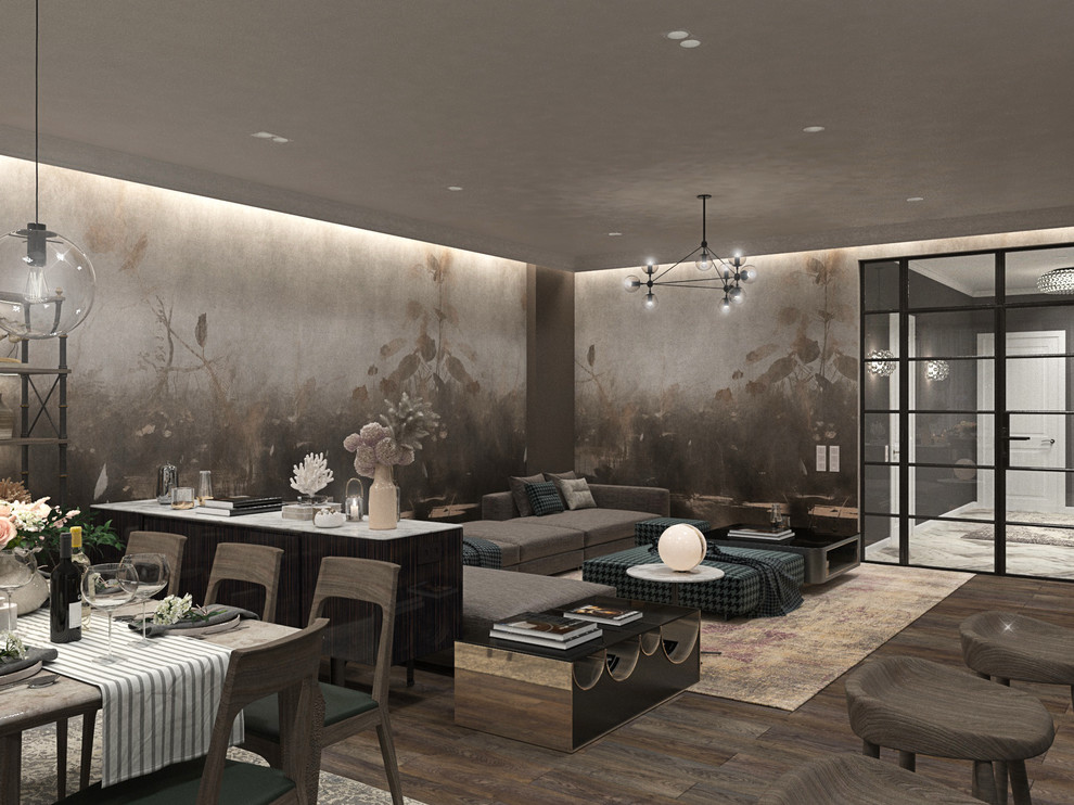 Гостиная, кухня и полноценная столовая в одном помещении