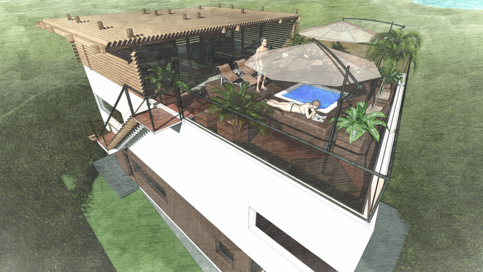 Проект организации пространства эксплуатируемой кровли в Сочи (руч.Видный)