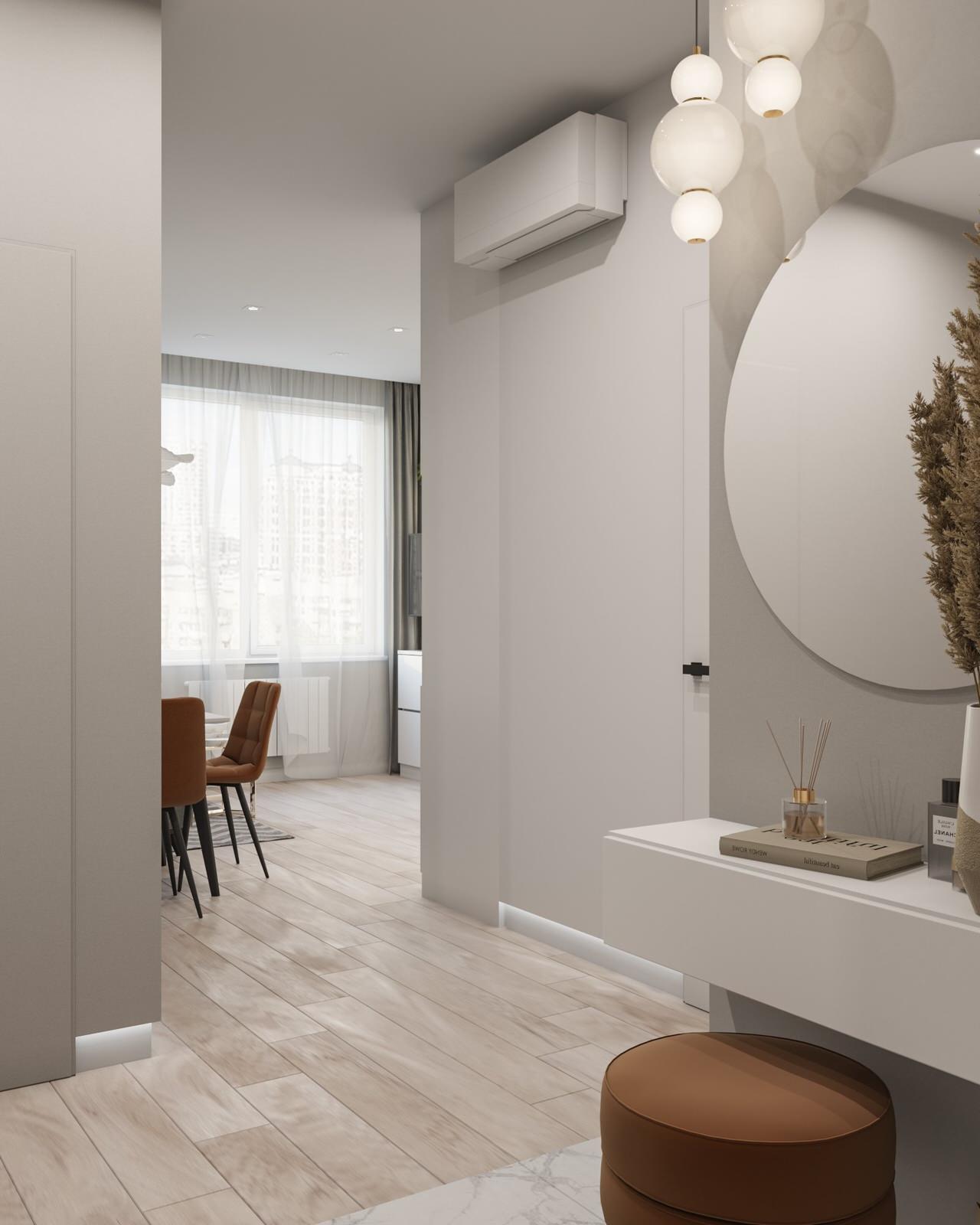 современная двушка в светлых тонах