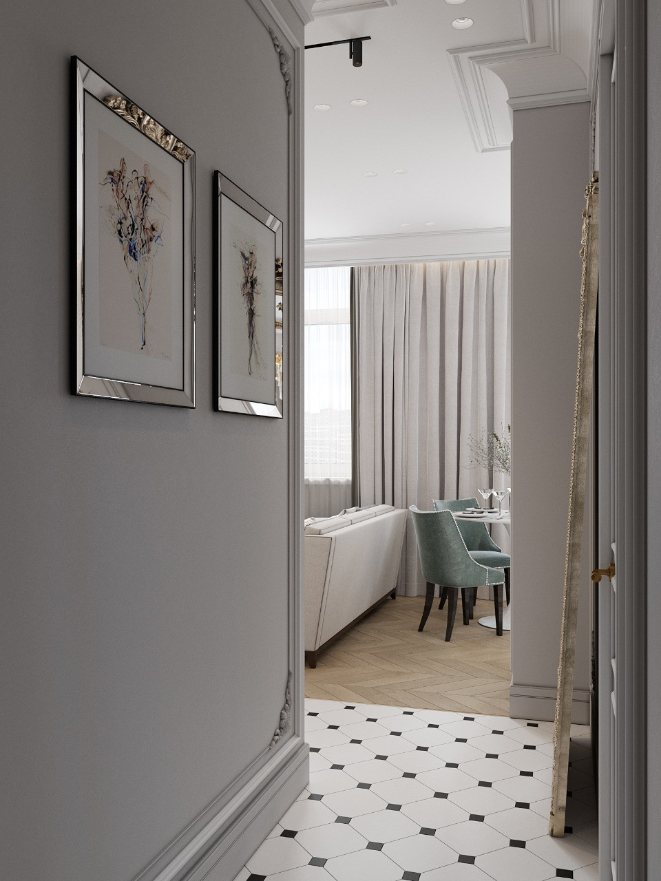 Квартира 100м.кв. в светло-зеленых оттенках оттенках