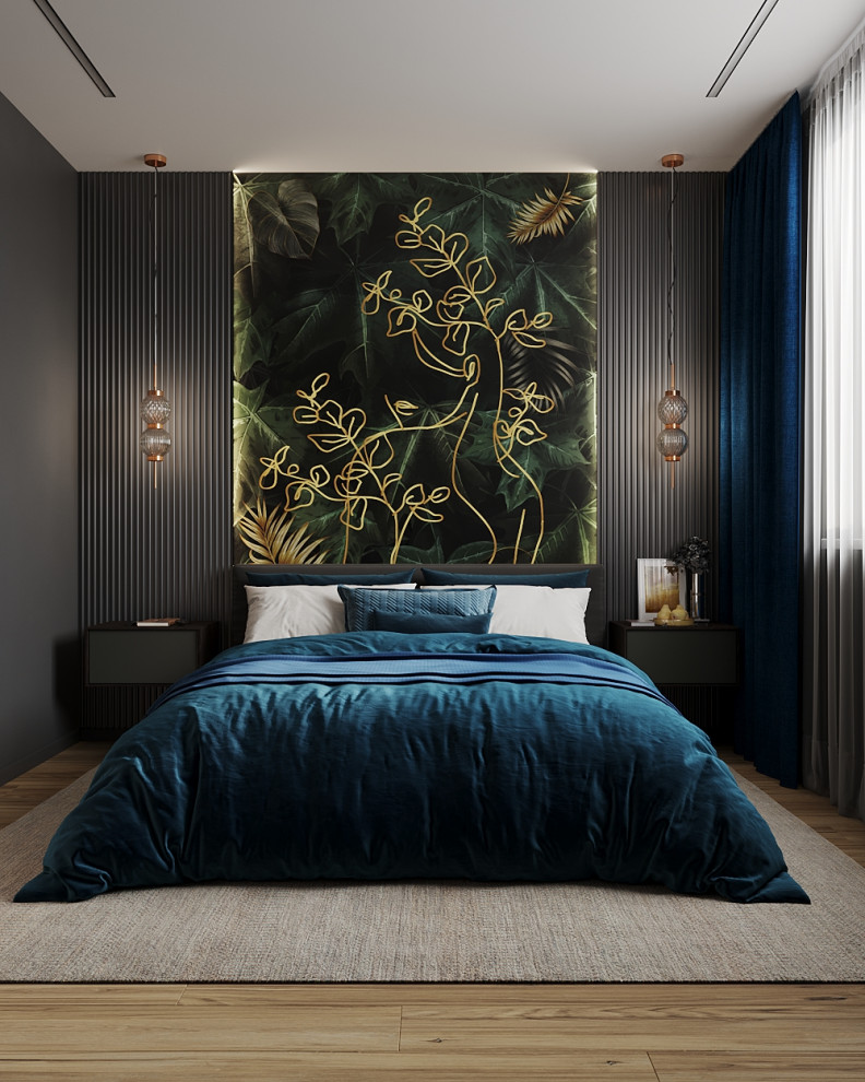 Обложка проекта: Дизайн спальни "Ночной город"