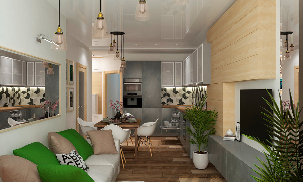 Скандинавский лофт - Гостиная-кухня