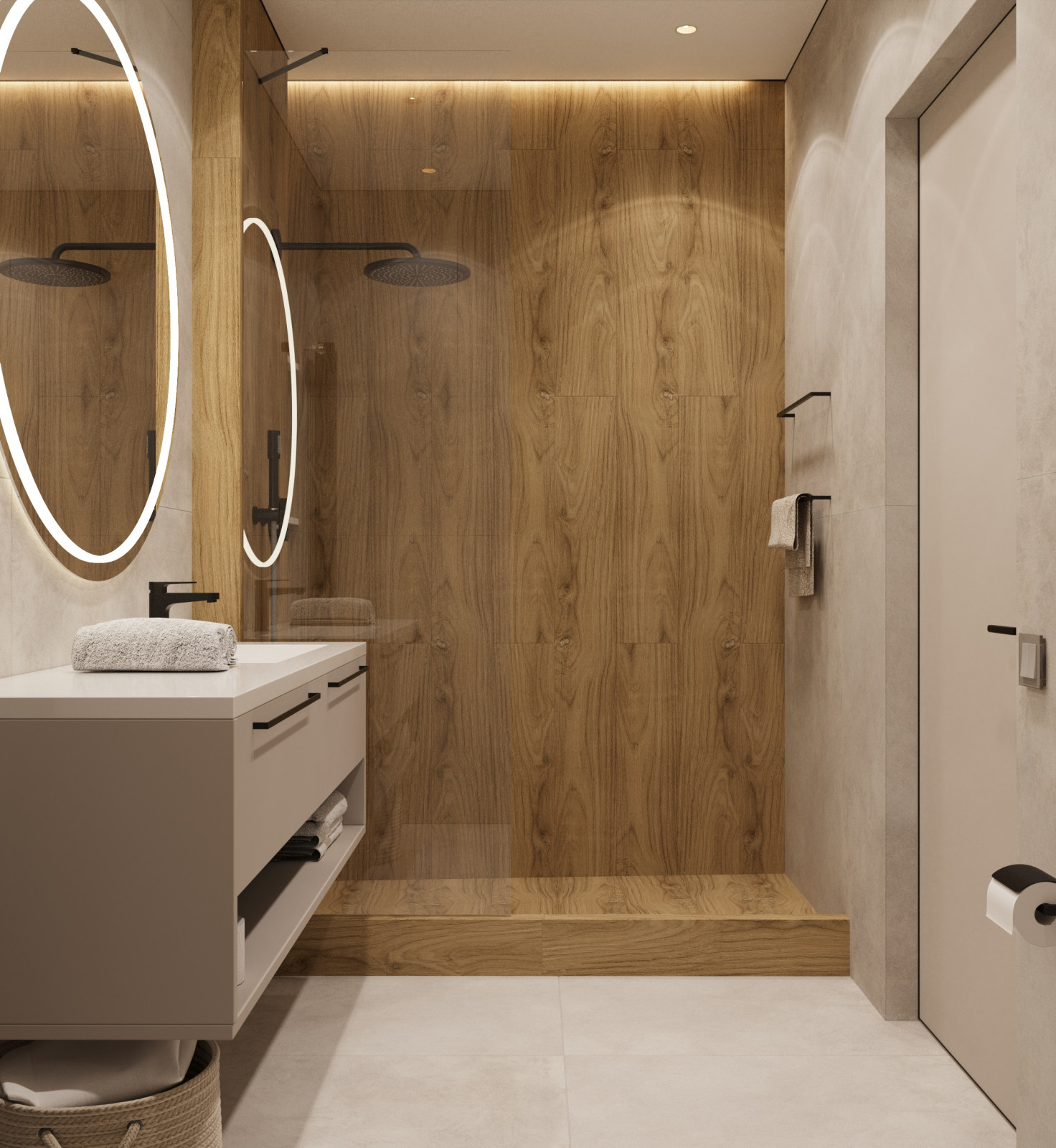 Обложка проекта: Дизайн интерьера мастер душевой  в квартире  ЖК "Брусника"