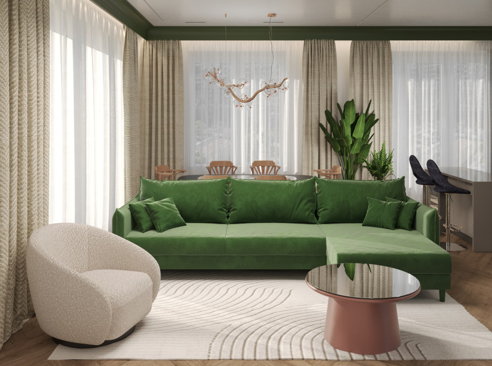 Квартира 140 м2 с зелеными акцентами