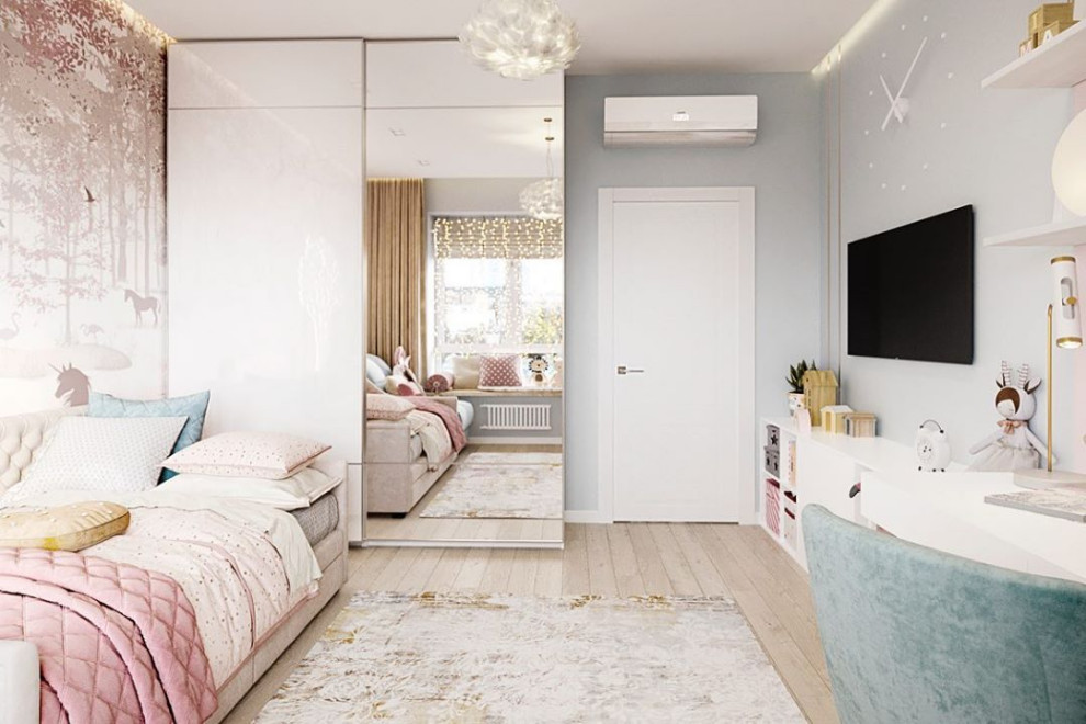 Сверкающая детская с волшебным лесом на обоях Alltowall которые можно мыть