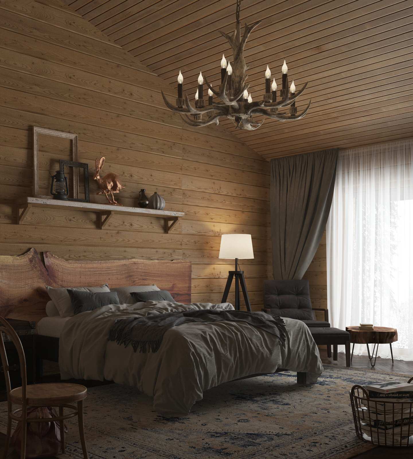 дизайн-проект интерьера деревянного загородного дома