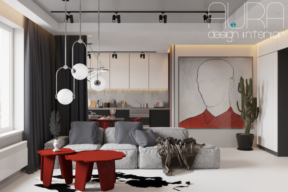 Дизайн гостиной и кухни