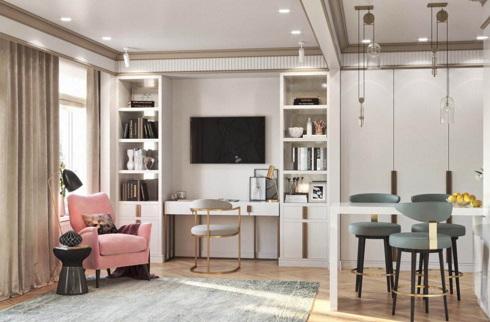 Дизайн интерьера квартиры-студии для современной модной девушки