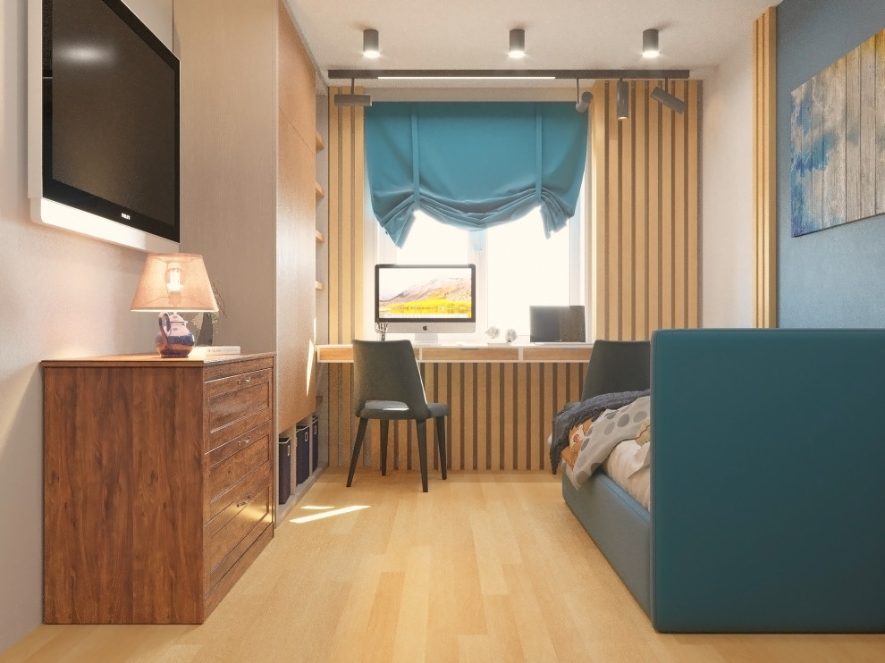 Детская комната для 2-х девочек в голубых тонах