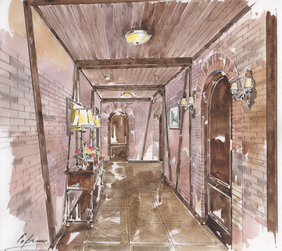 Акварельные эскизы к проекту: Загородного дома в стиле Прованс.