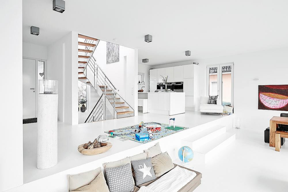 Лестница из бамбука с ограждением из нержавеющей стали