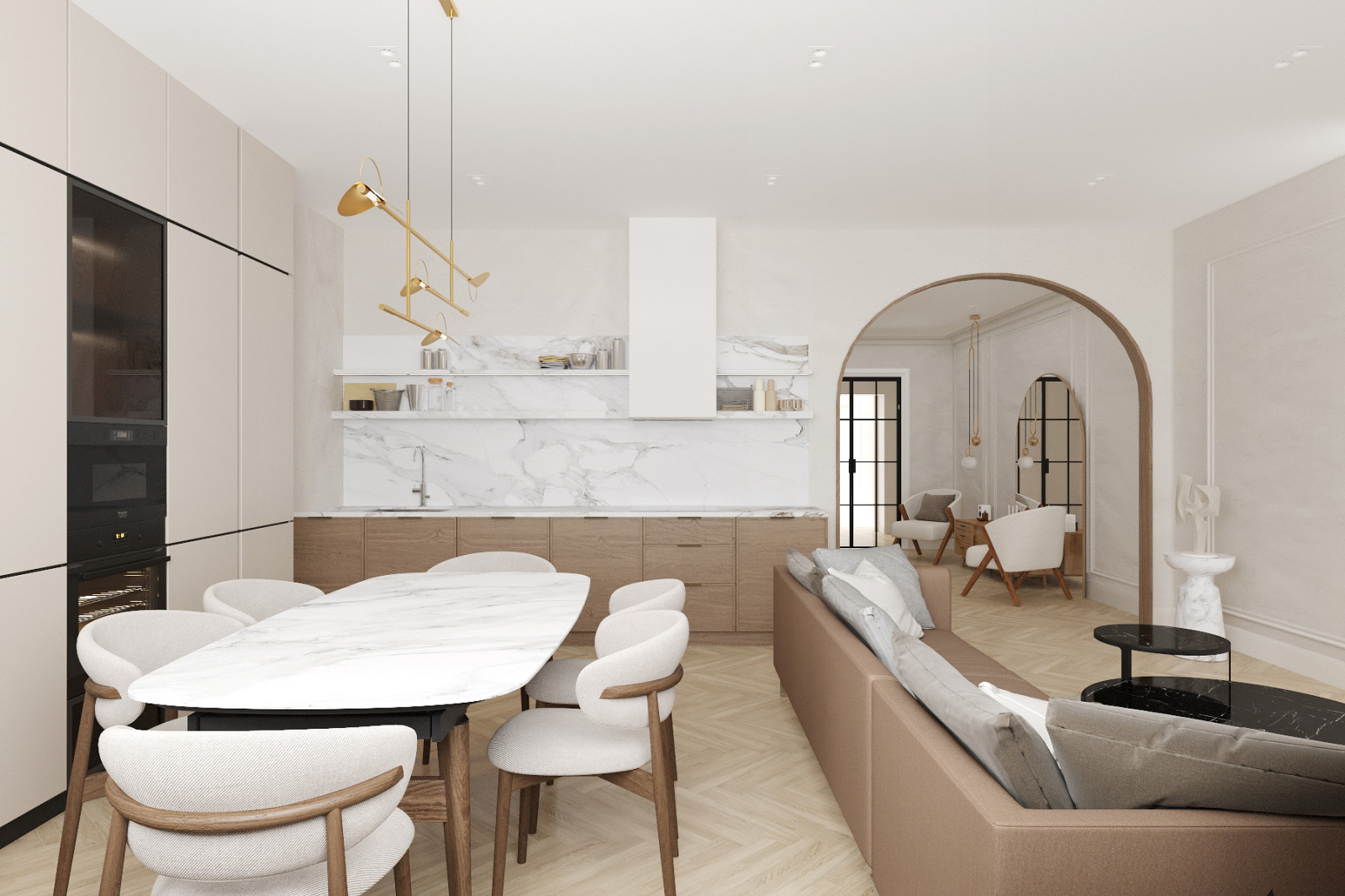 Современный таунхаус в теплой бежевой гамме