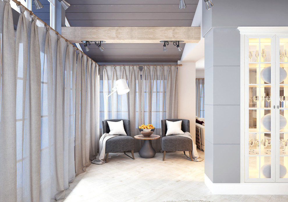 Гостиная в деревянном доме из клеенного бруса