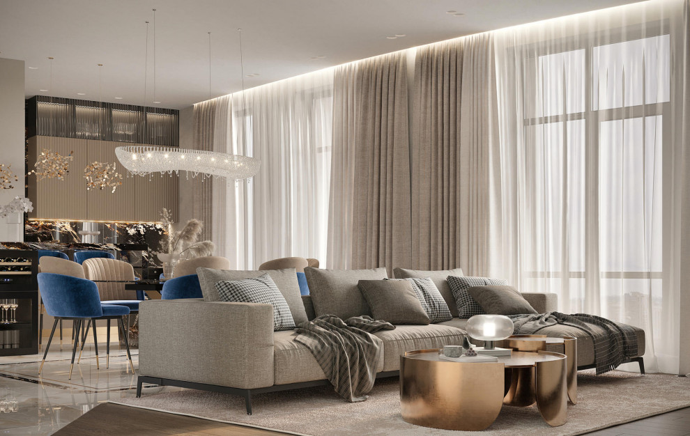 Роскошный дизайн квартиры в стиле современная классика в ЖК "Квартал Лахта парк"