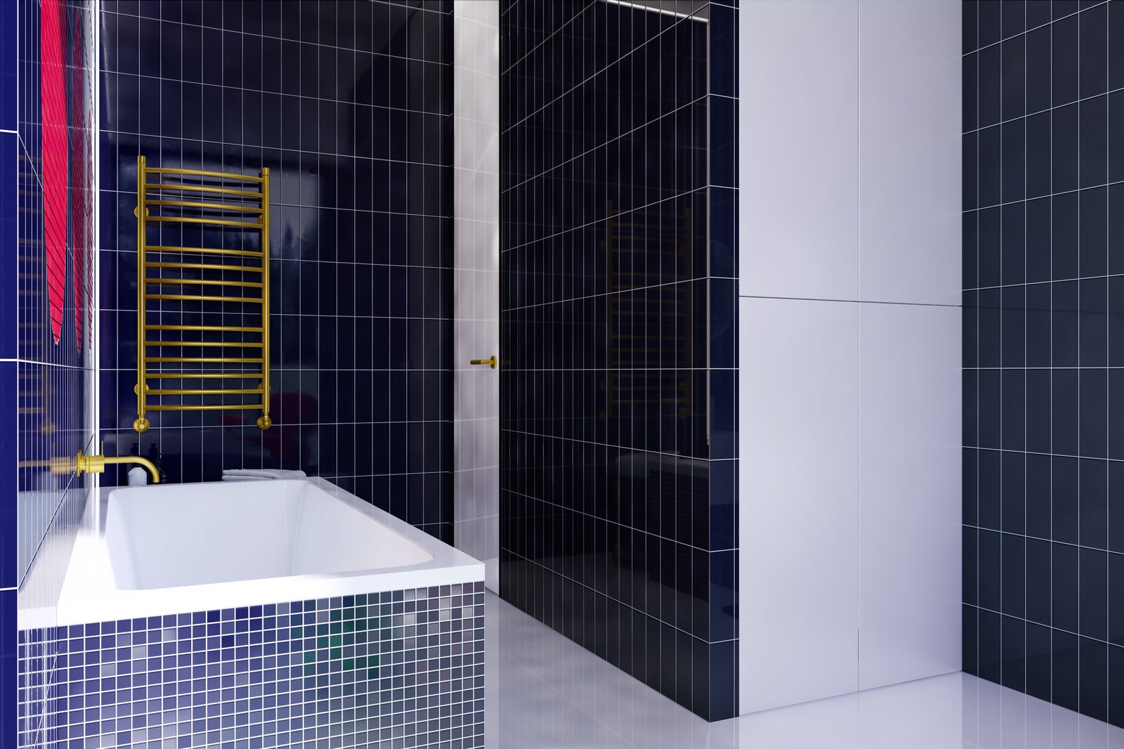 Ванная комната в стиле mid-century modern.