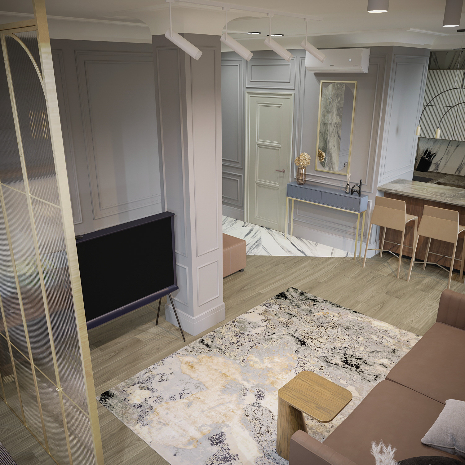 Кухня-гостиная для проекта СТАТУС, ЖК HOME SWEET HOME