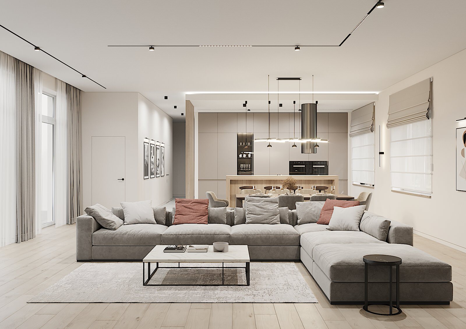 Кухня-гостиная 80м2 в частном доме