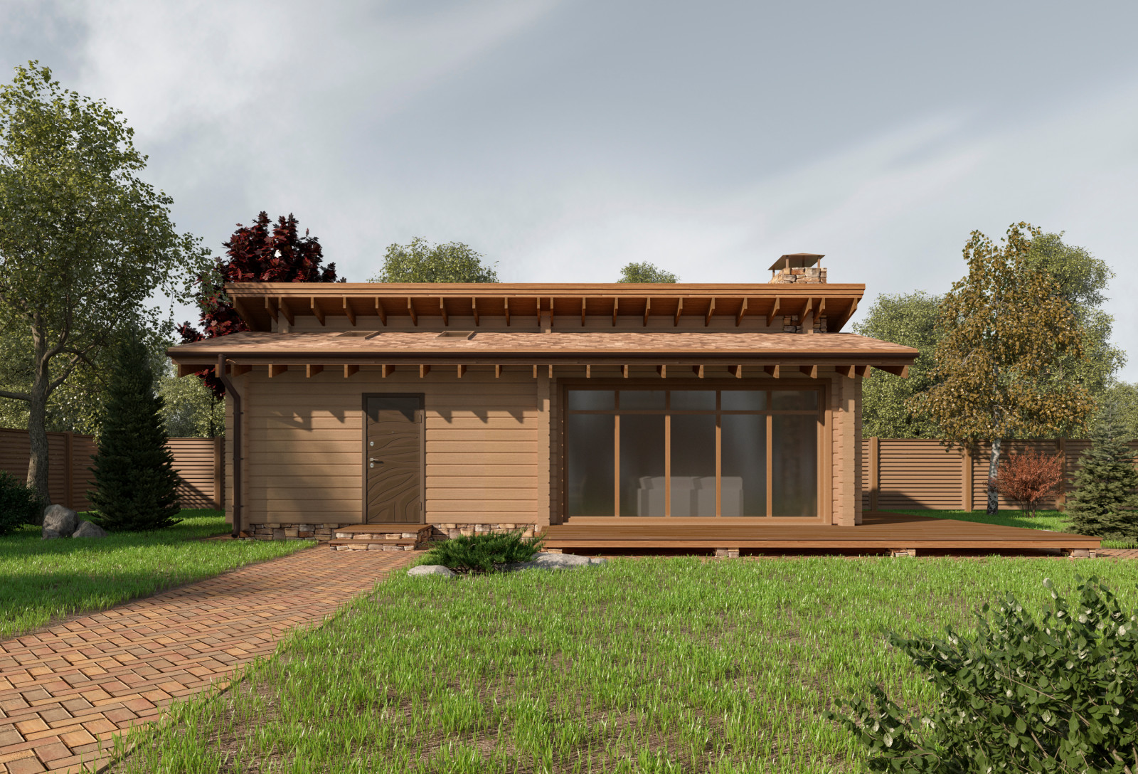 Эскизный проект. Павильон-барбекю из клееного бруса. Тульская область. 2020 г.