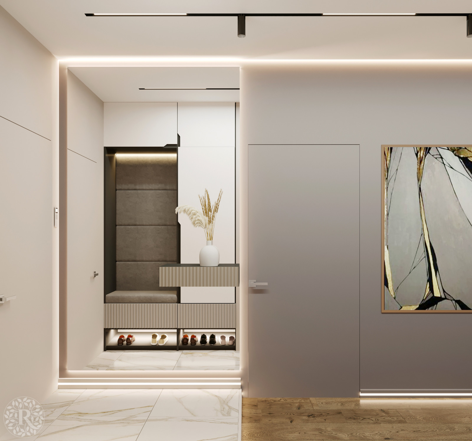 Прихожая в трёхкомнатной квартире в Ярославле