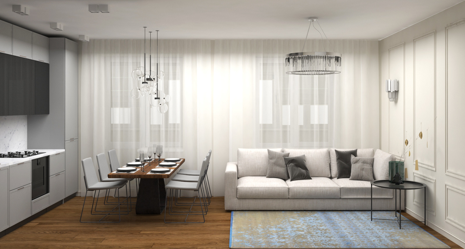 Обложка проекта: Гостинная-кухня