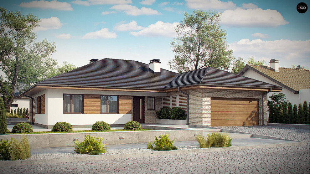 Обложка проекта: Z301 Комфортный одноэтажный дом с большой террасой.