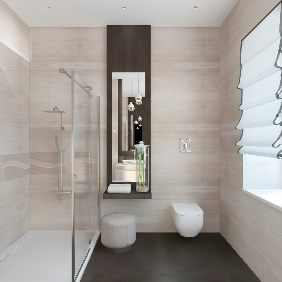 Душевая  коричнево-бежевом варианте