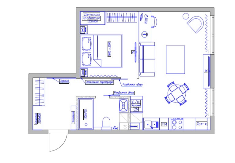 Обложка проекта: Планировка 1 комнатной квартиры