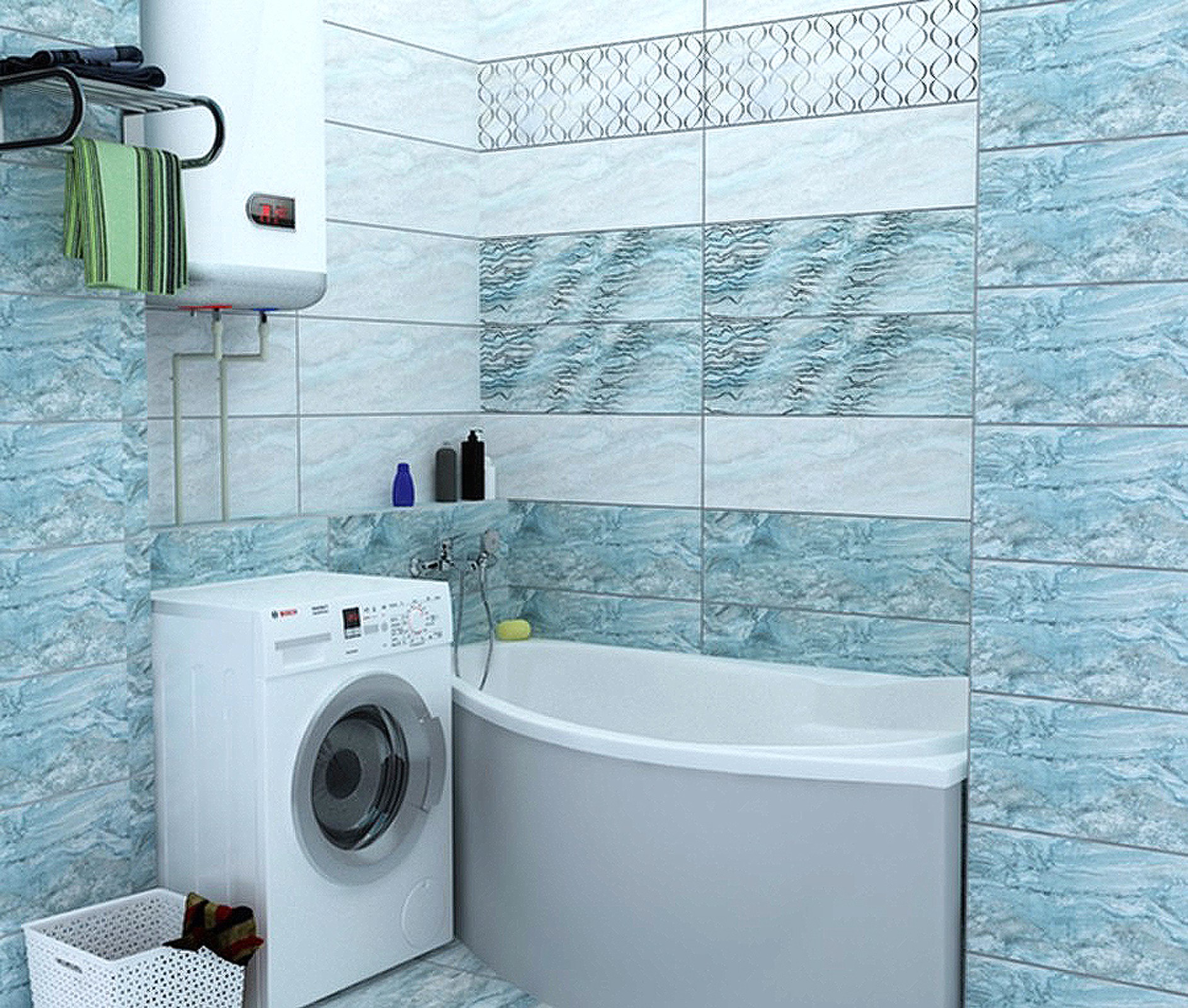 Дизайн-проект ванной комнаты вид 3