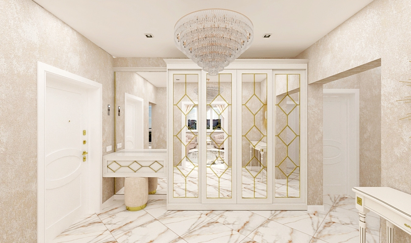 Классический интерьер трехкомнатной квартиры площадью 91,4 кв.м.