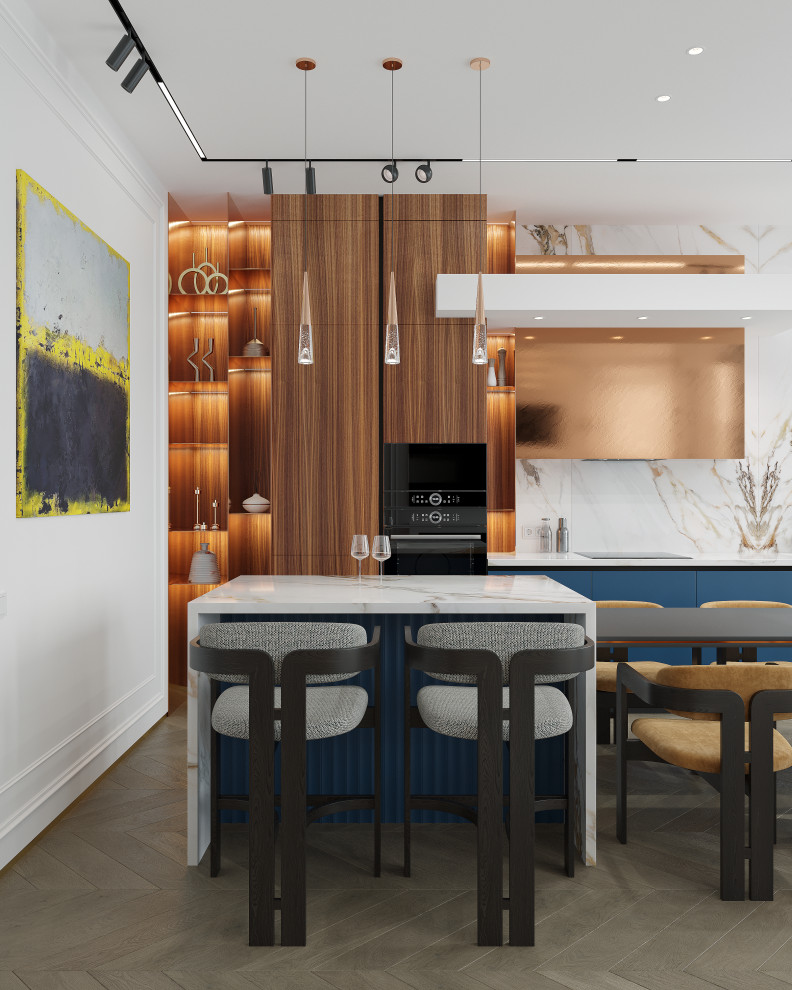 Проект Copper House - ЖК Серебряный парк (Кухня-гостиная)