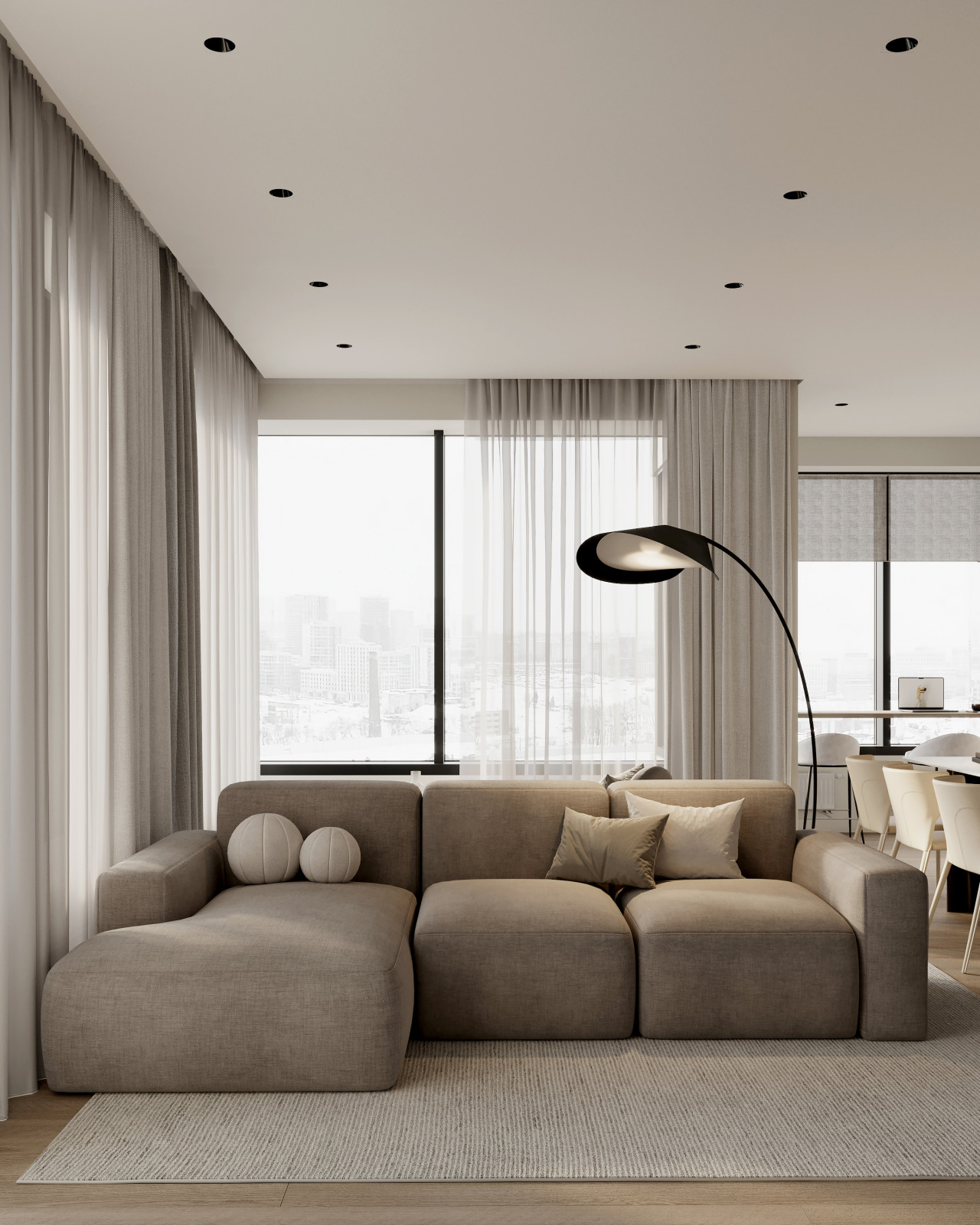 Современный интерьер для активной пары в квартире 85 м² в Москве