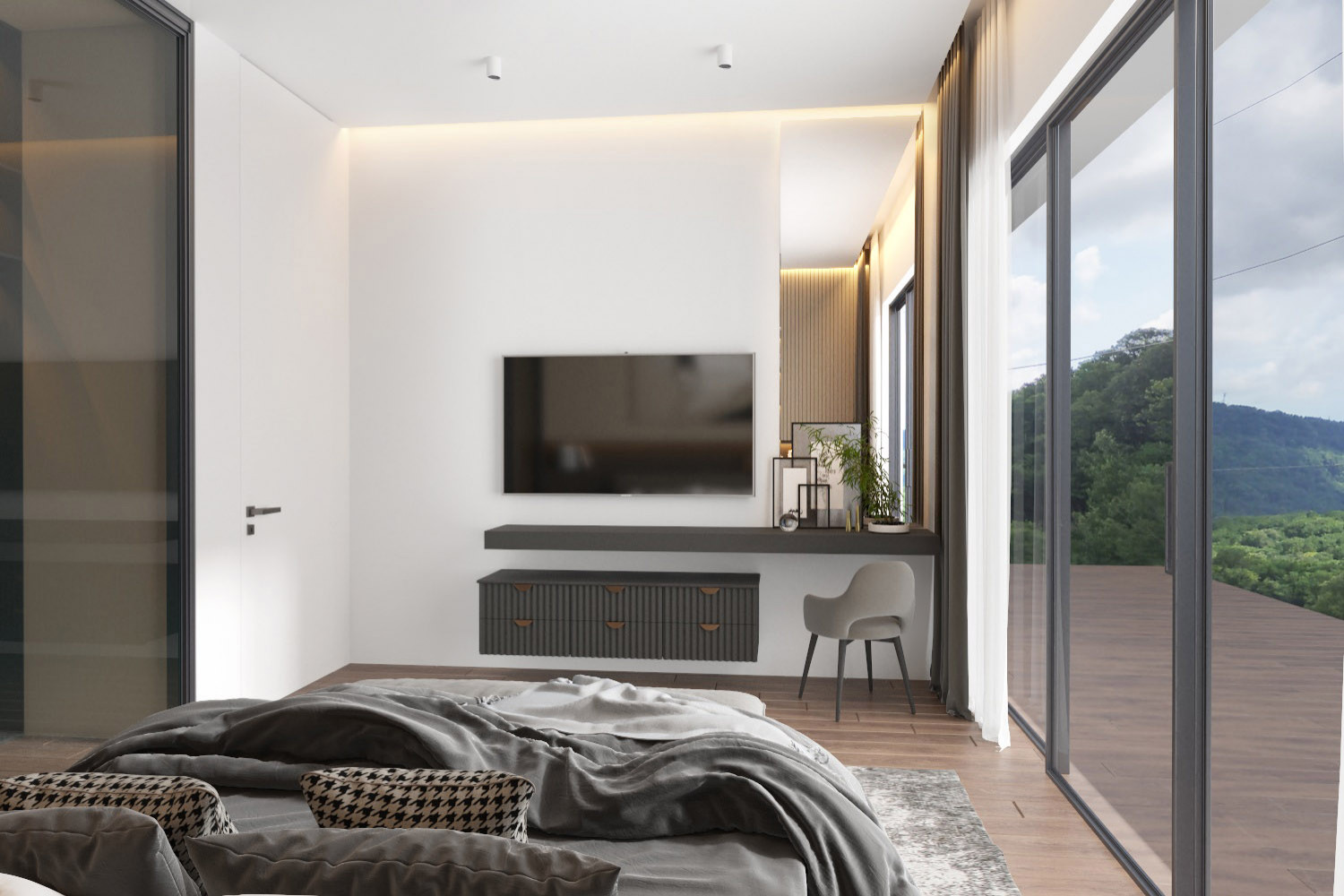 Спальня в загородном коттедже