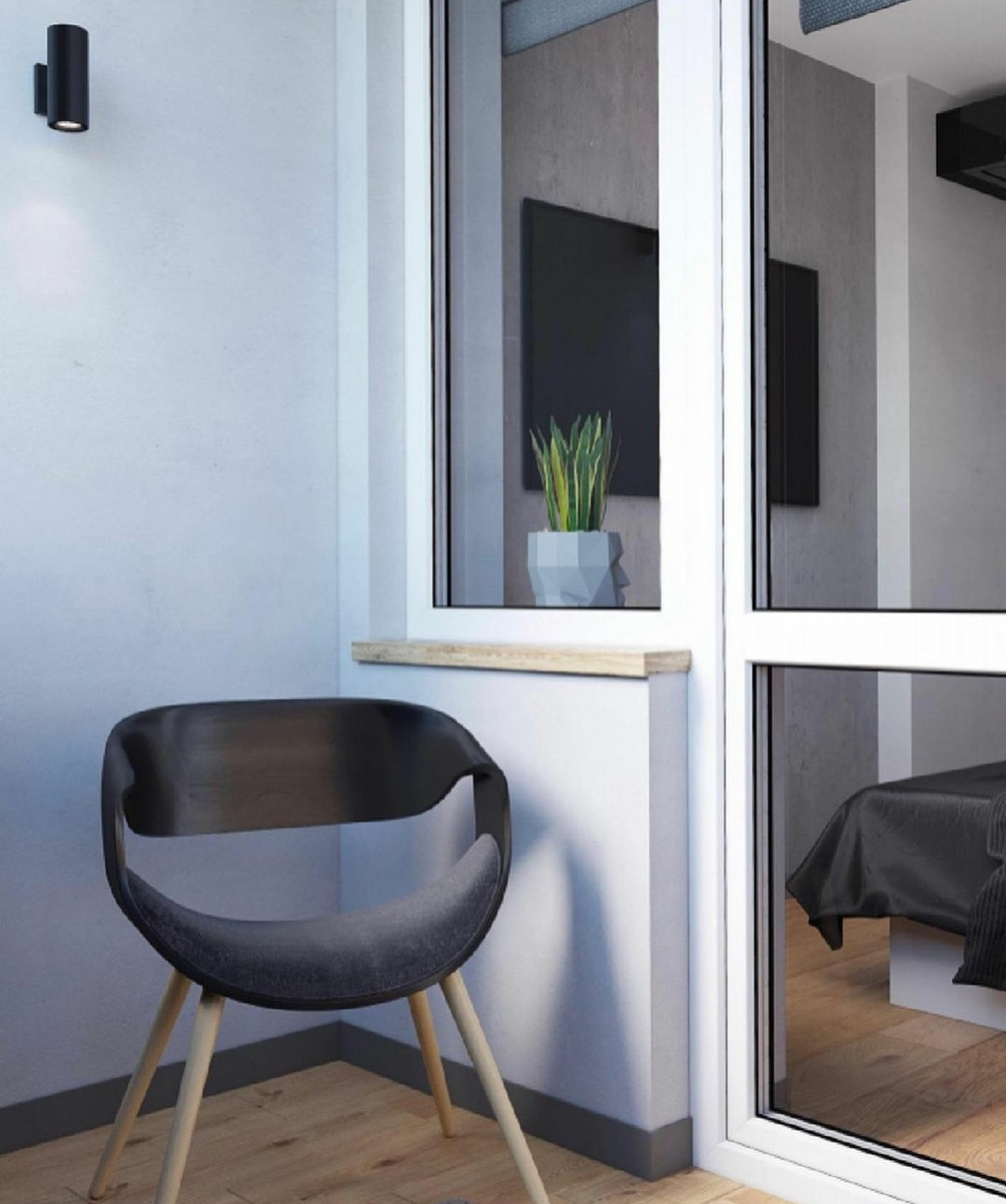 Обложка проекта: Уютный и минималистичный  балкон в квартире 58 кв.м.